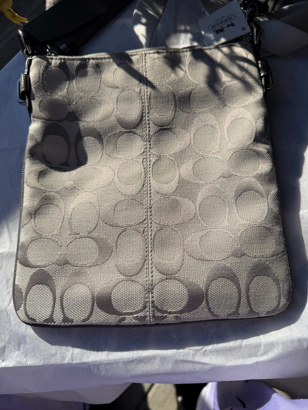 Coach Signature C Monogram Crossbody Bag in silver/lilac NWT